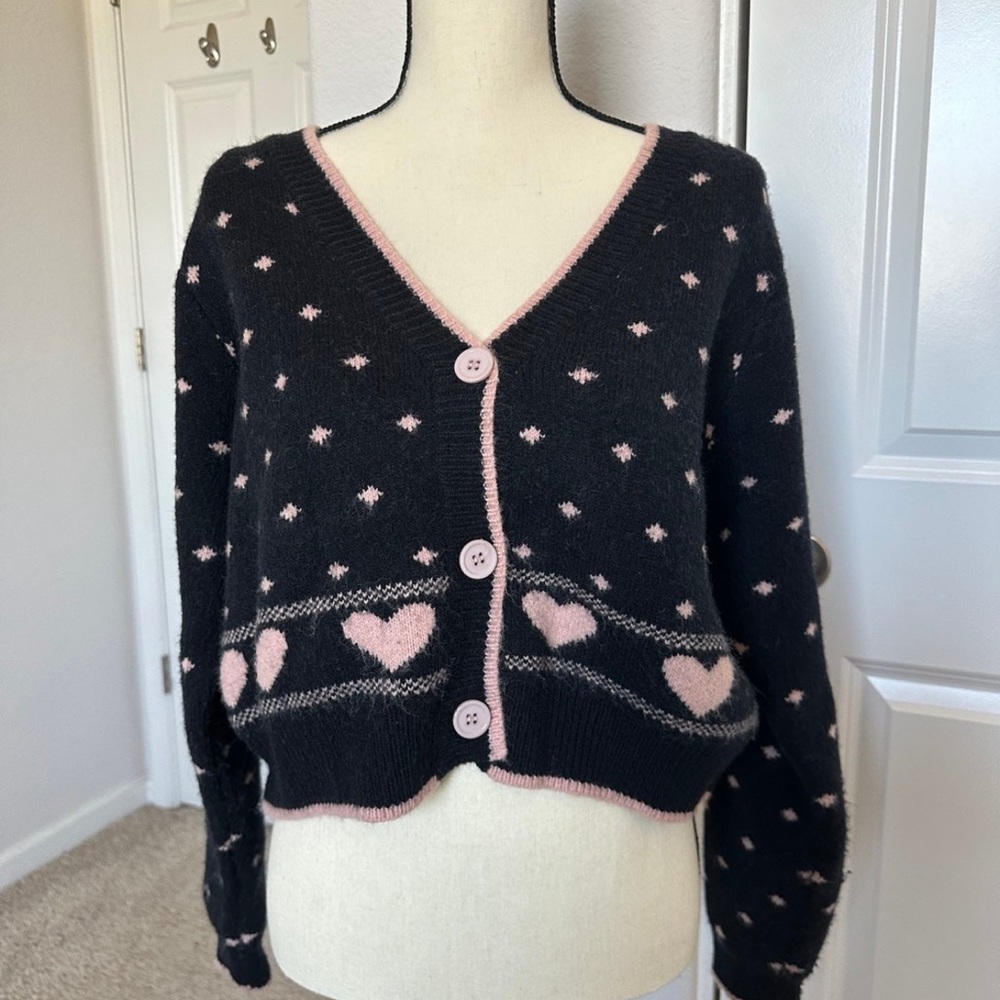 Cider Pink Heart Knitwear Cardigan